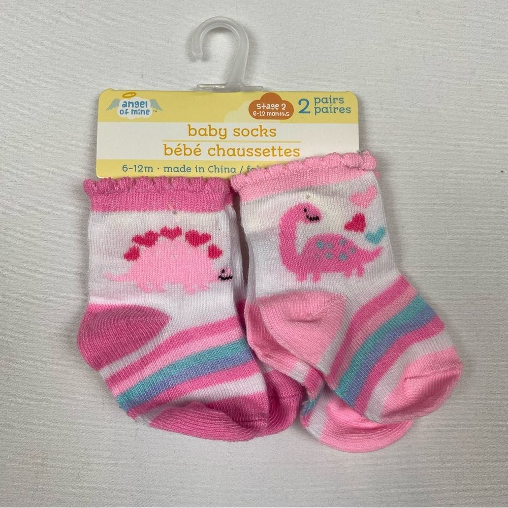 NWT Angel of Mine 2 Pairs of Baby Socks Dinosaurs